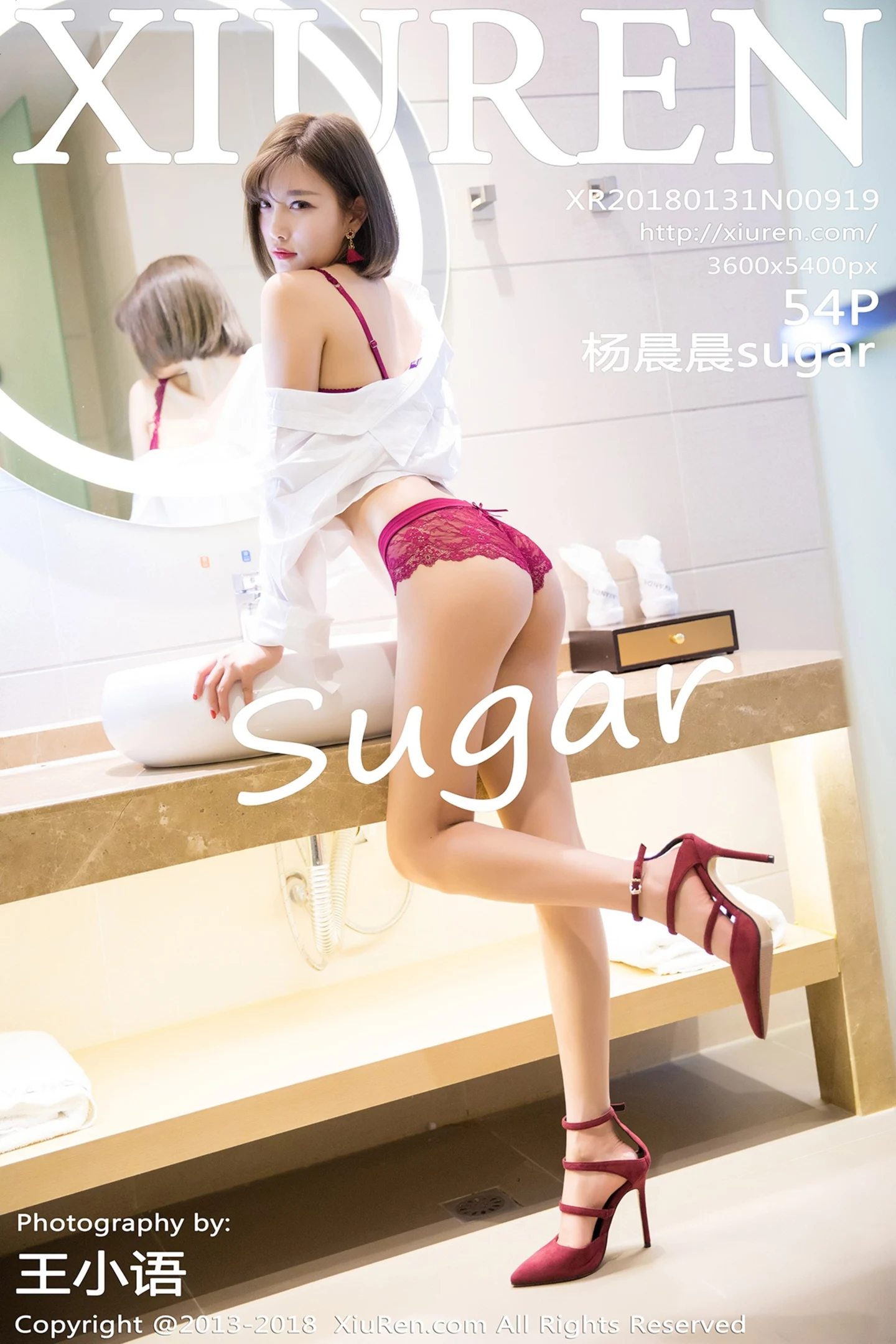 [XiuRen秀人网]No.919_女神杨晨晨sugar性感白衬衣秀红色蕾丝内衣完美身材写真54P-秀人网 - XiuRen.Space